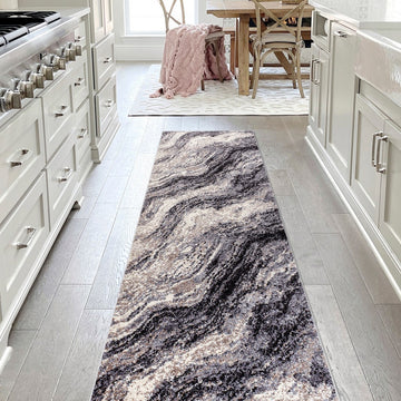 Kassia Contemporary Glam Abstract Marble Area Rug